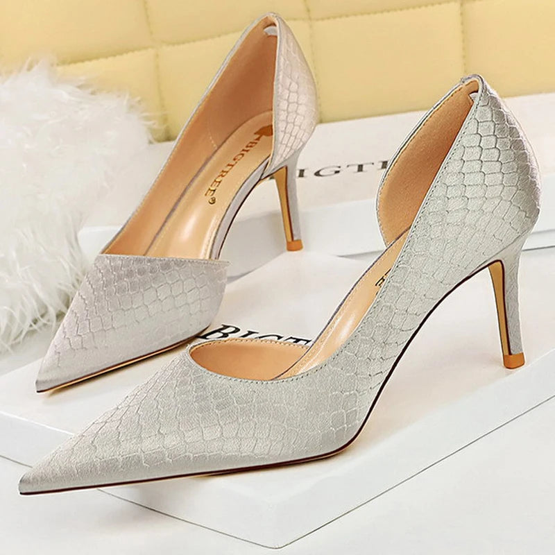 BIGTREE Shoes New Snake Pattern Women Pumps Sexy High Heels Party Shoes Stiletto Heels Wedding Shoes Large Size Female Shoes