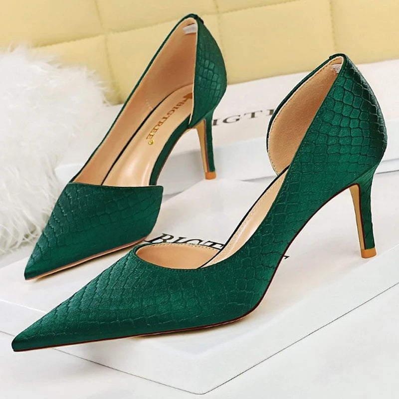 BIGTREE Shoes New Snake Pattern Women Pumps Sexy High Heels Party Shoes Stiletto Heels Wedding Shoes Large Size Female Shoes