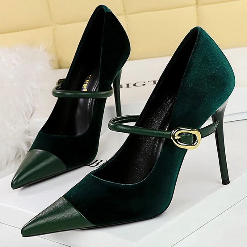 Buckle Pointed Suede Stilettos – Chic High Heels in 7cm & 10cm