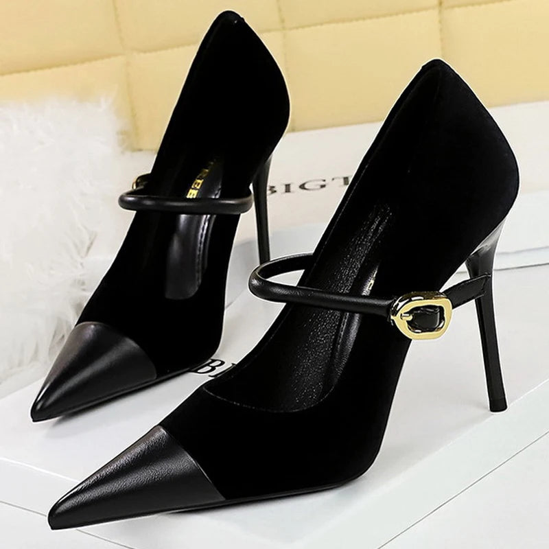 Buckle Pointed Suede Stilettos – Chic High Heels in 7cm & 10cm