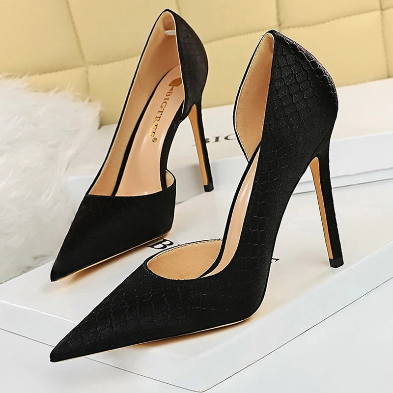 BIGTREE Shoes New Snake Pattern Women Pumps Sexy High Heels Party Shoes Stiletto Heels Wedding Shoes Large Size Female Shoes