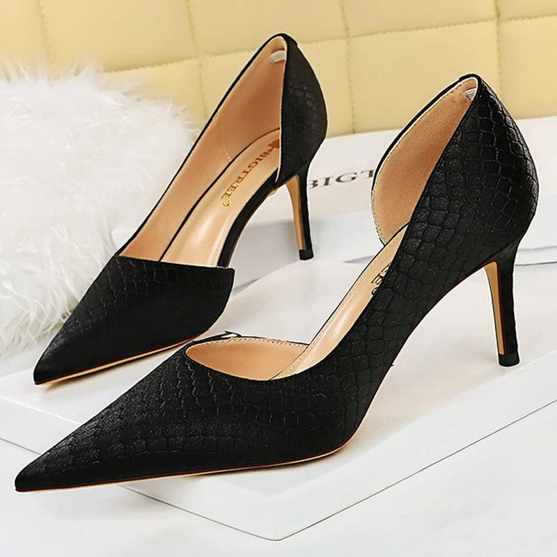 BIGTREE Shoes New Snake Pattern Women Pumps Sexy High Heels Party Shoes Stiletto Heels Wedding Shoes Large Size Female Shoes